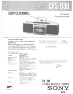 SONY CFS-930 OEM Service